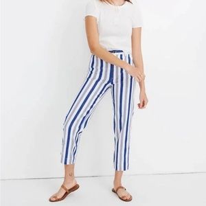 NWOT Madewell Tapered Pants in Stripe blue white denim